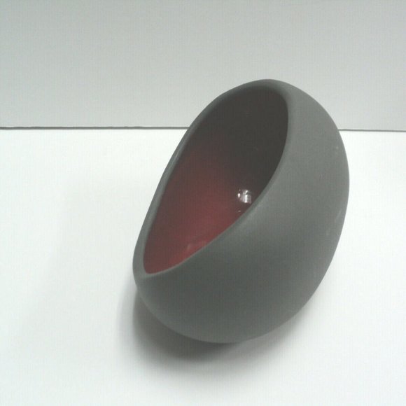 Tea Light Votive Holder 4.75" Ceramic Gray & Red Handmade in the Philippines NEW - Picture 4 of 5